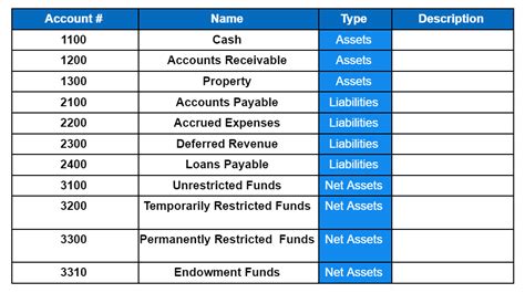 Chart Of Accounts For Non Profit