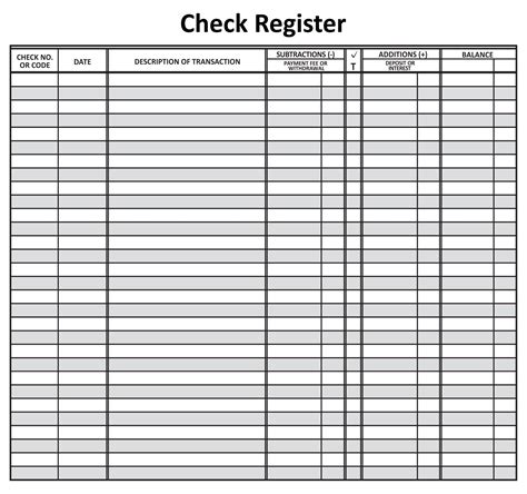 Check Register Template