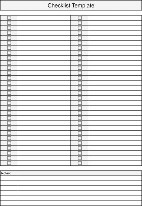 Checklist Template Editable
