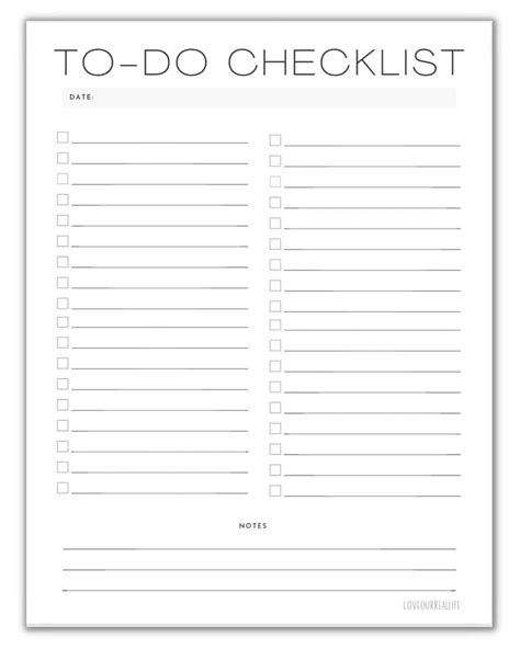 Checklist Template Free Download