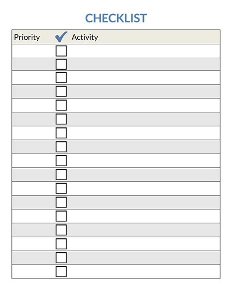 Checklist Templates Word