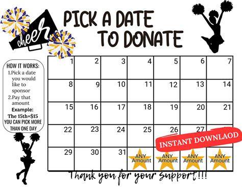 Cheer Calendar Fundraiser Template Free