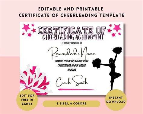 Cheerleading Certificate Templates
