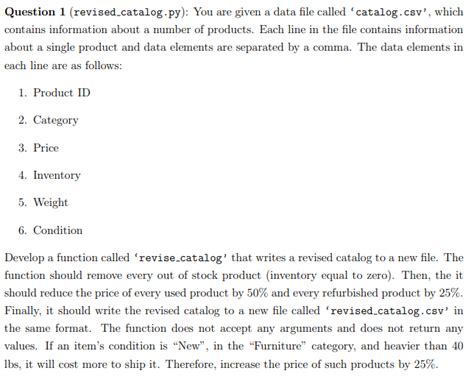 Chegg Revised Catalog.py Question 1