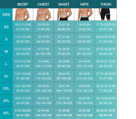 Chest Size Chart Male