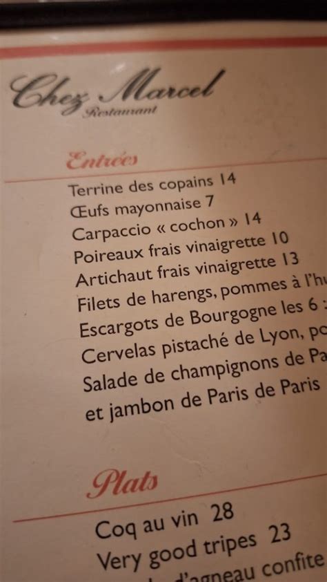 Chez Marcel à Paris