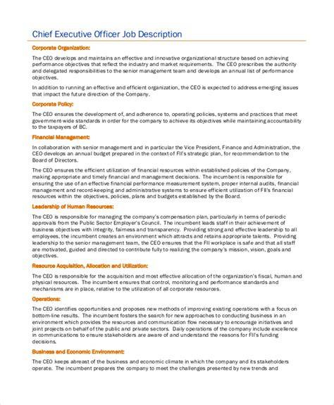 Chief Executive Officer Job Description Template