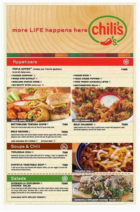 Chili's Menu With Prices Printable