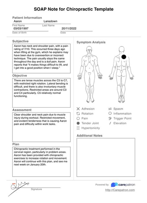 Chiropractic Soap Notes Template Free