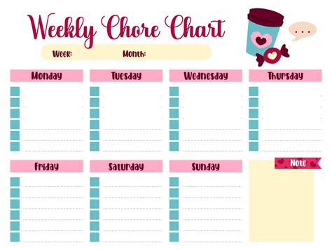 Chore Chart Weekly Template