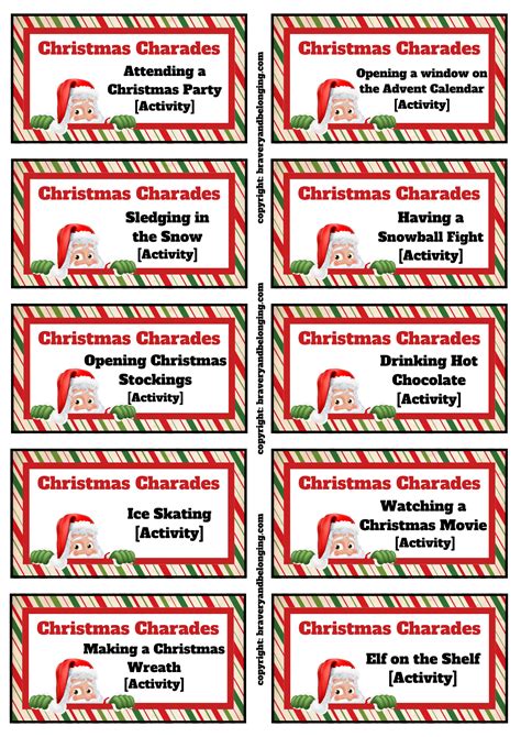 Christmas Charades Printable Free