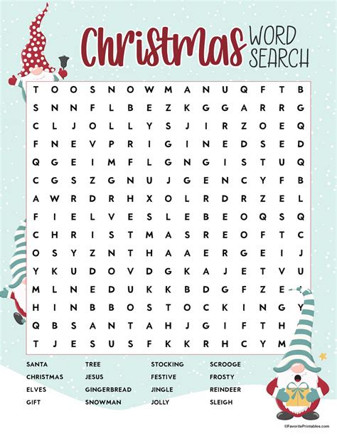 Christmas Games Word Search Free Printable