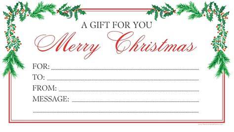 Christmas Gift Card Template Word