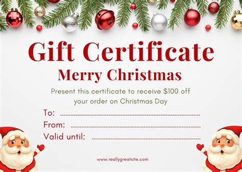 Christmas Gift Certificate Free Printable