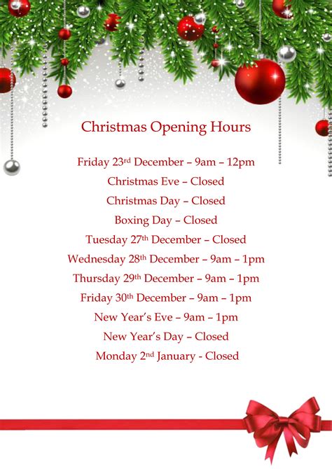 Christmas Hours Template
