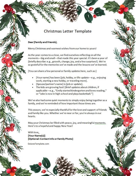 Christmas Letter Template In Word