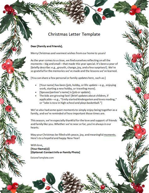 Christmas Letter Template Word