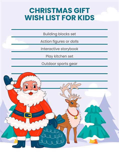 Christmas List Template For Kids