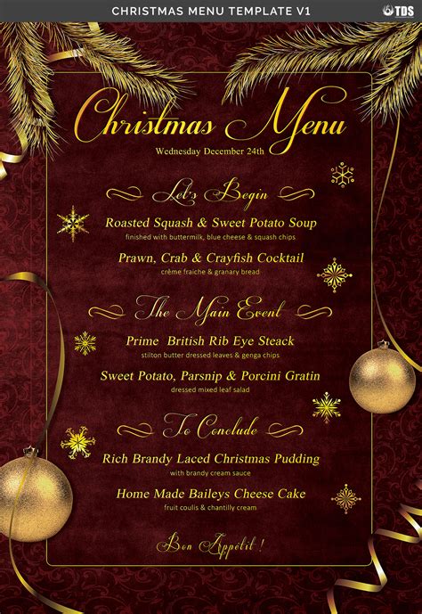 Christmas Menu Template Free