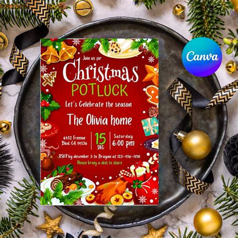 Christmas Potluck Invitation Template Free Printable