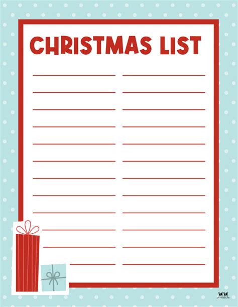 Christmas Template List