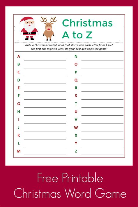 Christmas Word Games Free Printable