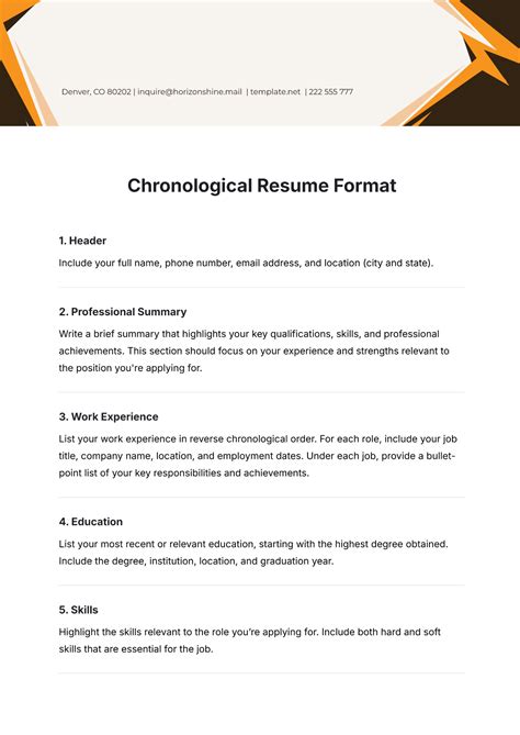 Chronological Format Resume Template