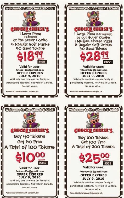 Chuck E Cheese Coupons Printable Coupons