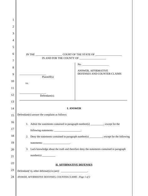 Civil Answer Template