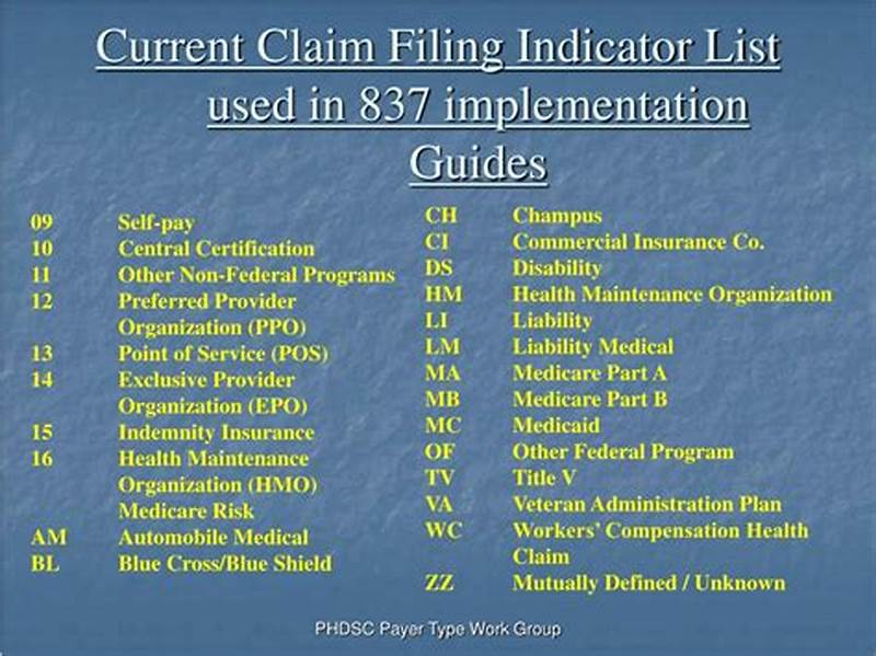 Claim Filing Indicator Code Example