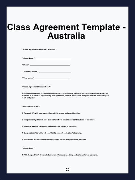 Class Agreement Template