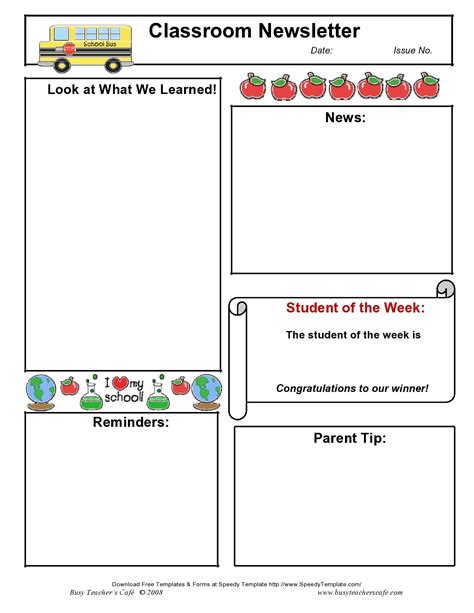 Classroom Newsletter Templates Free