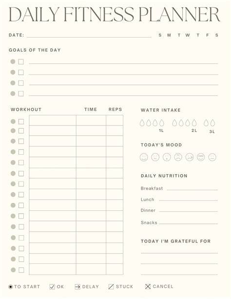 Clean Life And Home Printable Daily Fitness Planner