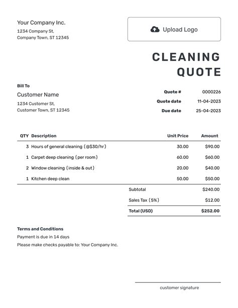 Cleaning Quote Template Free