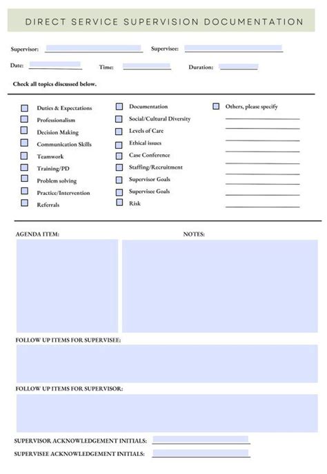 Clinical Supervision Note Template