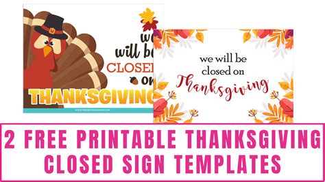 Closed For Thanksgiving Sign Template