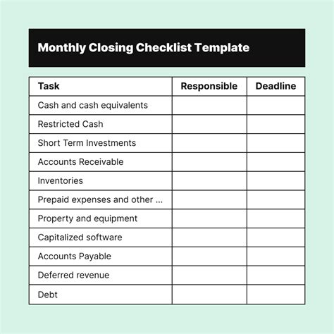 Closing Checklist Template