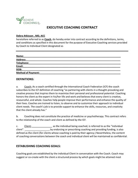 Coach Contract Template