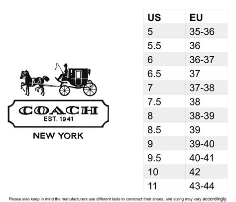 Coach Shoes Chart Size