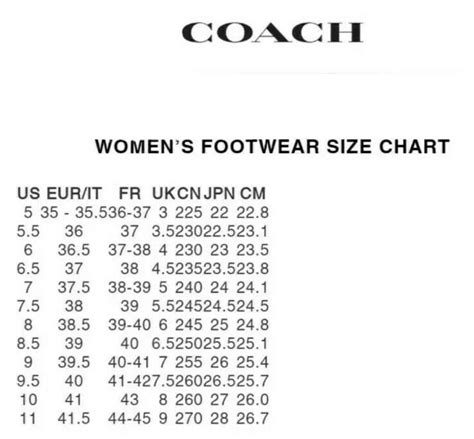 Coach Sizing Chart