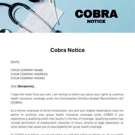 Cobra Notice Template