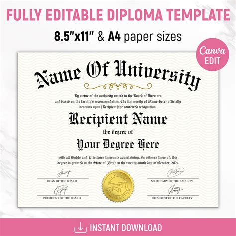 College Diploma Template