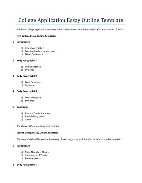 College Essay Format Template