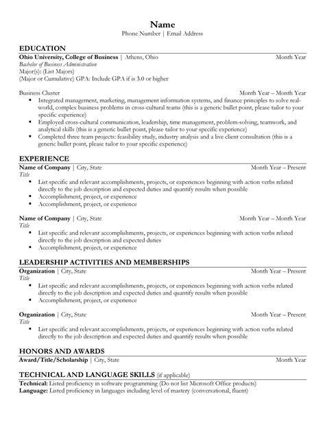 College Resume Template Free