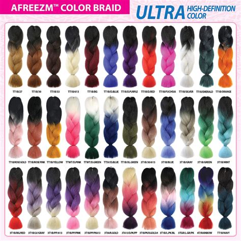 Color Braiding Hair Chart