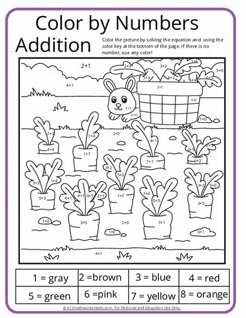 Color By Math Addition Equations Coloring Page