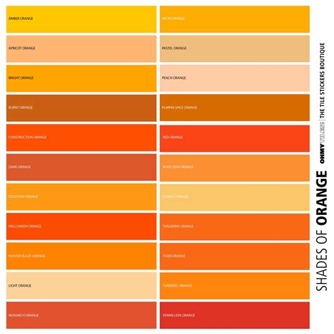 Color Chart For Orange