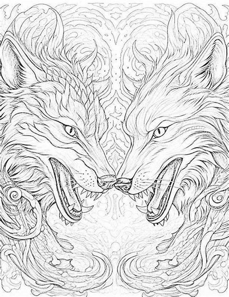 Colored Wolves To Coloring From The Magic Path