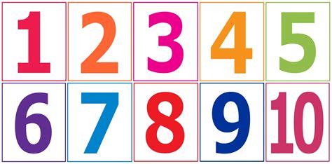 Colorful Printable Numbers 1-10