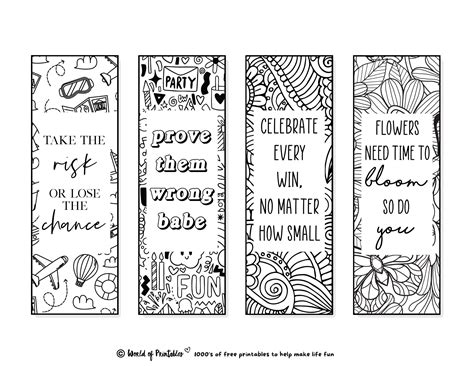 Colouring In Bookmarks Printable